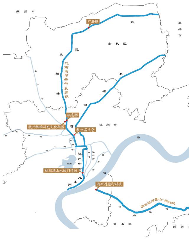 杭州大运河旅游路线图图片