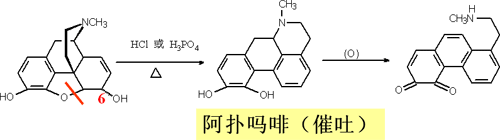 (3)酸性脱水并分子重排,生成阿扑吗啡.