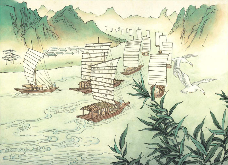 扬州运河工笔画图片