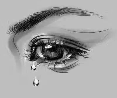 流泪的眼睛素描图片