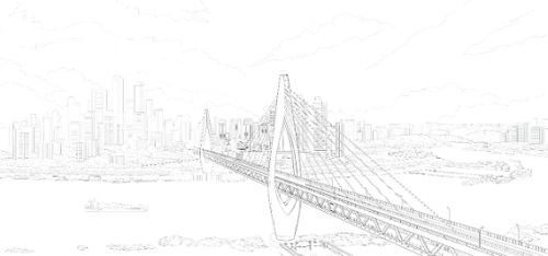 重庆大桥简笔画图片图片