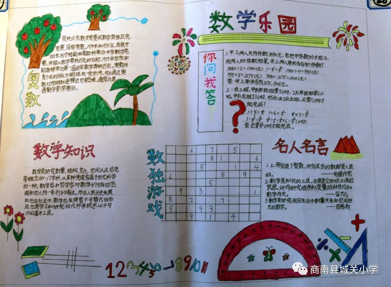 數學小報精心編出無限可能商南縣城關小學舉行我的數學小報比賽