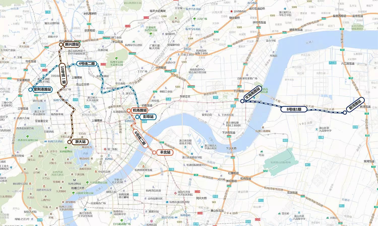 省发改委批复杭州6条地铁线2号线三期良渚站换乘瓶窑市域线