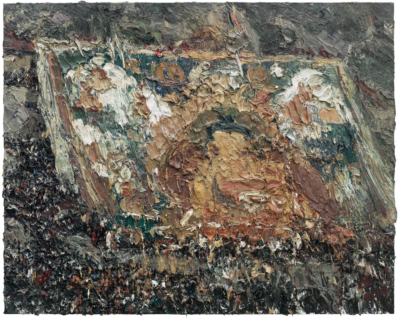 吕山川,晒大佛,250x200cm,布面油画,2014年◎周雄波当代福建艺术