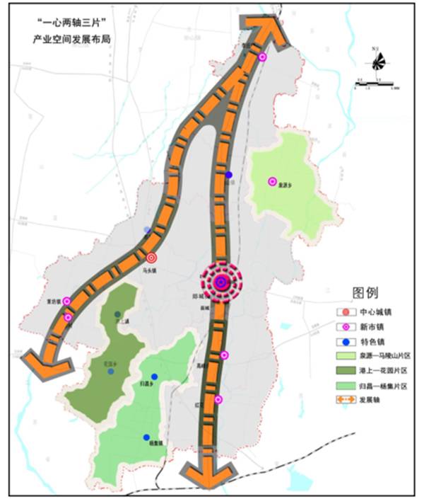 根据郯城县的资源和区位交通条件,在郯城县十二五规划两轴三组团