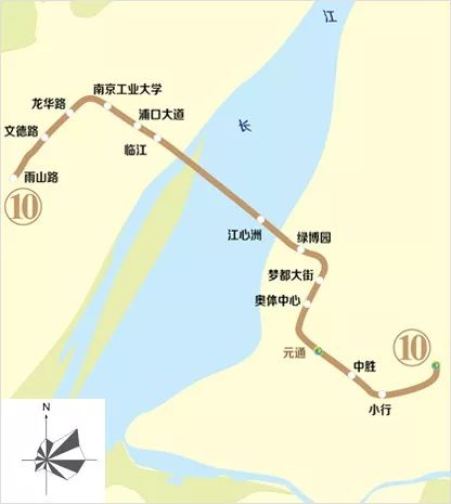 南京地铁10号线途径浦口区,建邺区和雨花台区,线路西起雨山路站,经过