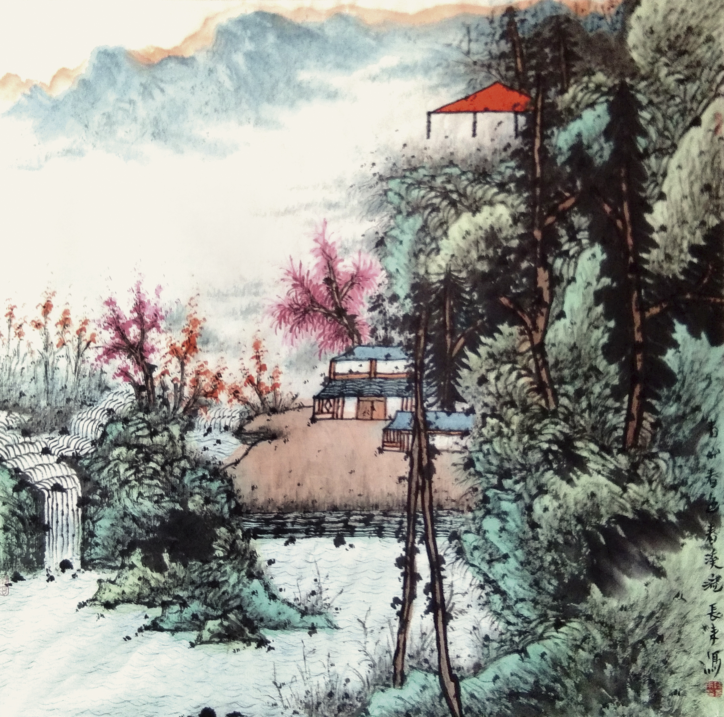 绿意盎然 悠悠山水——著名画家陈长来山水作欣赏