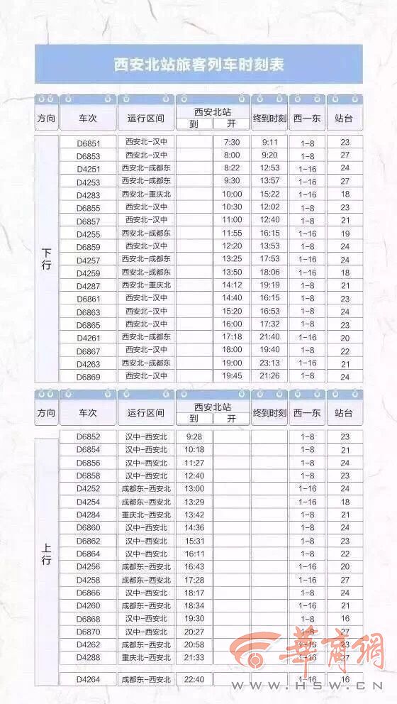 西安到重庆高铁时刻表图片