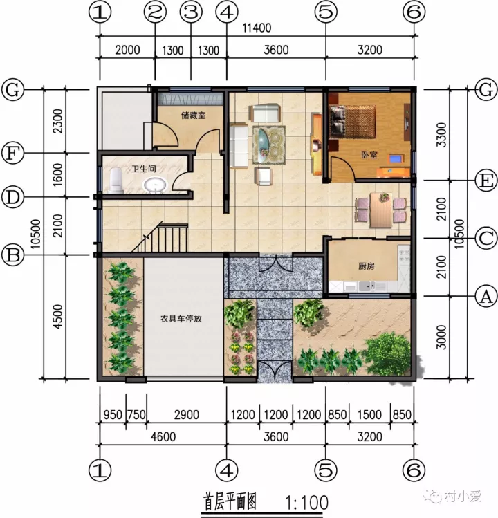 大门带院11x10m二层农村小别墅含农具车库装配式30万即可建成