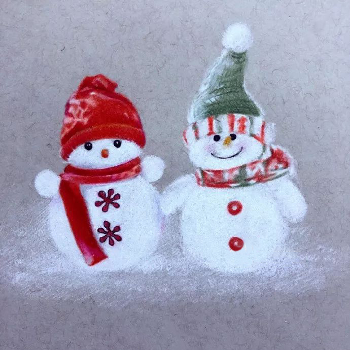 9步画出一个萌萌的圣诞老人和漂亮的雪人绘画教程