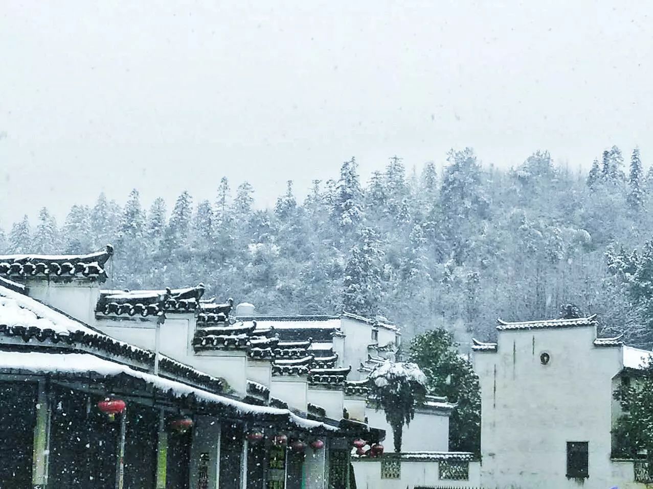 在这里 不知道 这千年古村遇到过多少次的雪 掩藏了多少人的故事 白雪