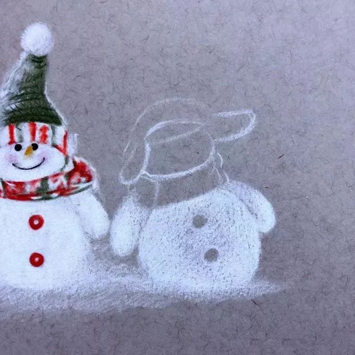 9步画出一个萌萌的圣诞老人和漂亮的雪人绘画教程