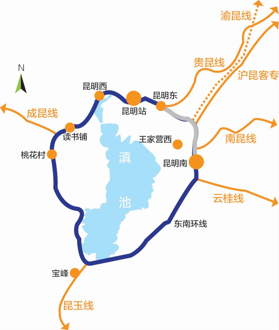 昆明高铁站线路图图片