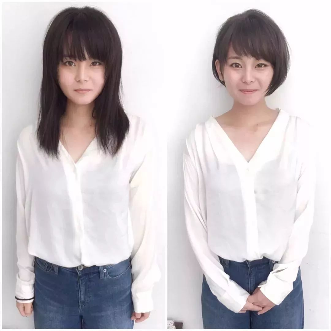 日本妹子剪完短发的前后对比,短发果然有毒!