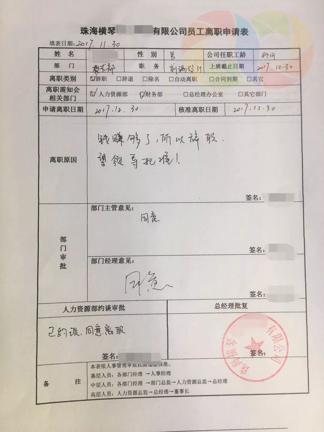 信被曝光 ▼ ▼ 近日,珠海驚現最牛辭職信 離職原因總共只有13個字