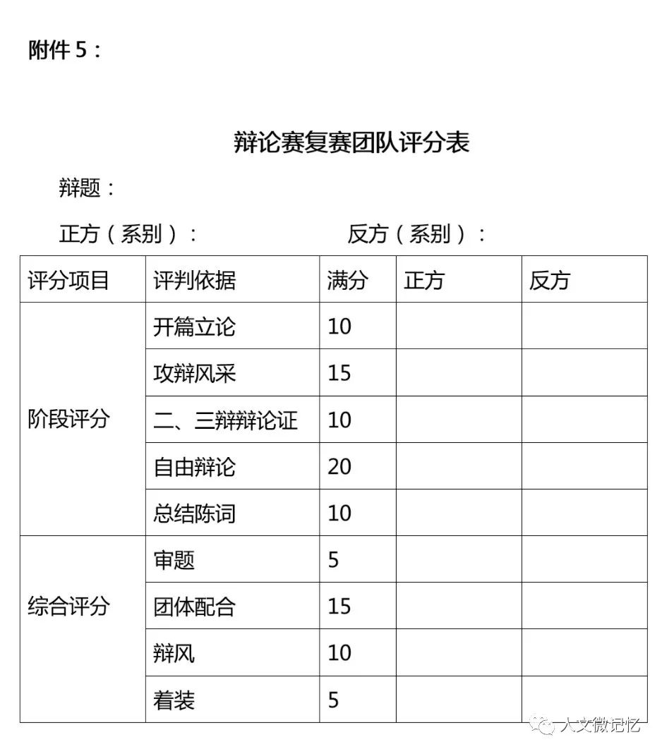 最佳辩手评分表图片