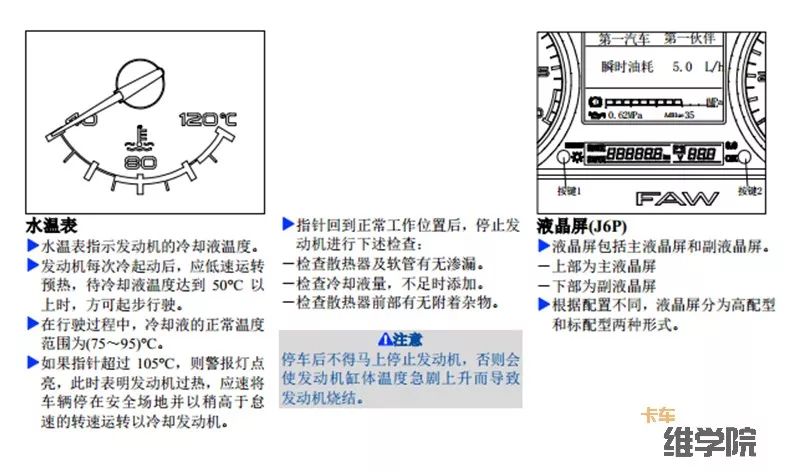 解放j6故障灯图解图片