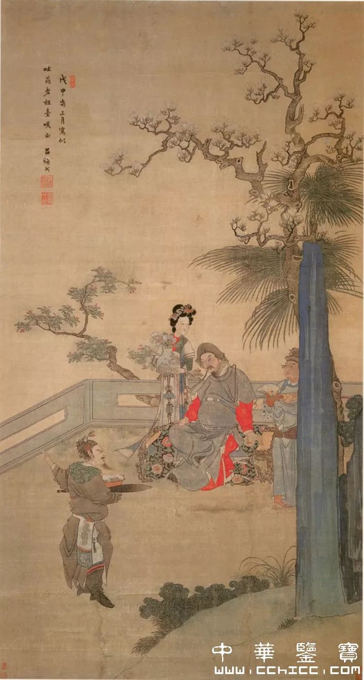 吕焕成 松风瑞鹤图 设色绢本 立轴 1678年作 款识:戊午小春,写于如如