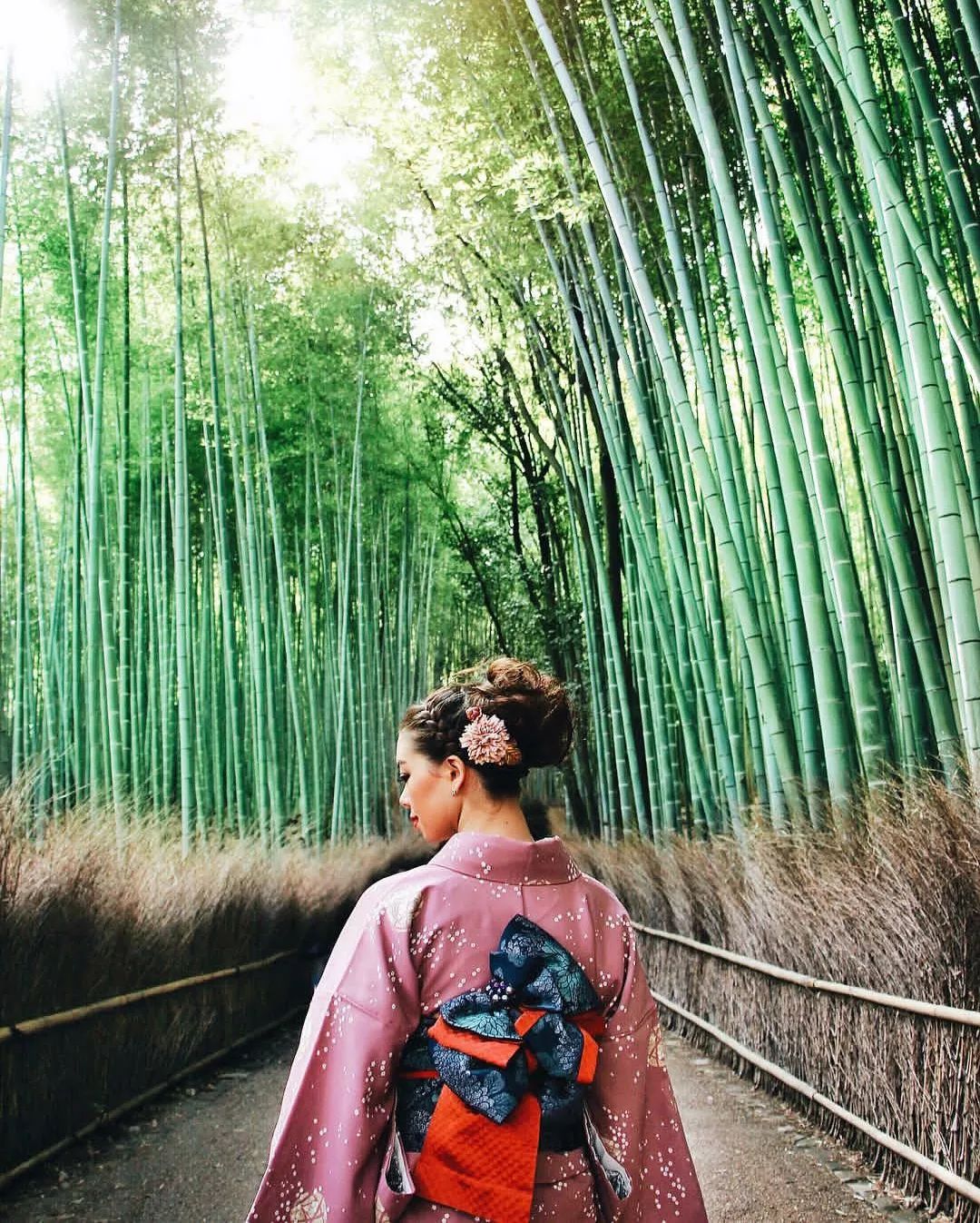 在寺廟前,櫻花樹下,沙漠和薰衣草田裡,她留下過美好的背影.