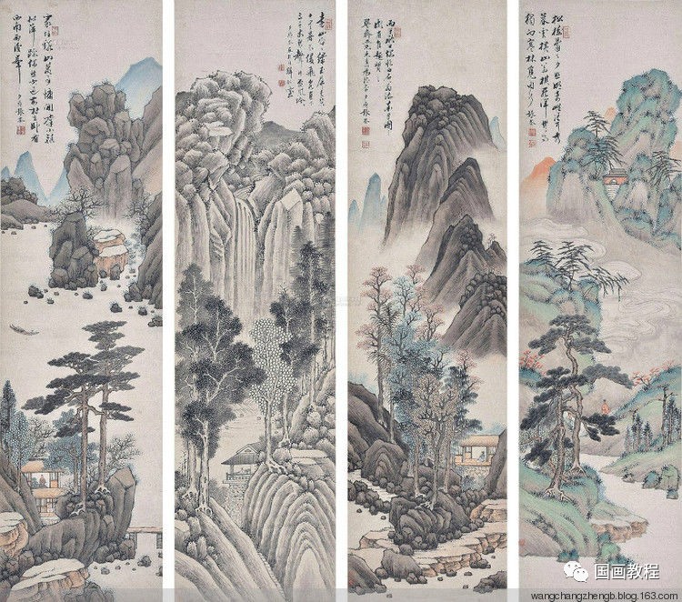 张崟山水作品欣赏绝好的山水画临摹素材