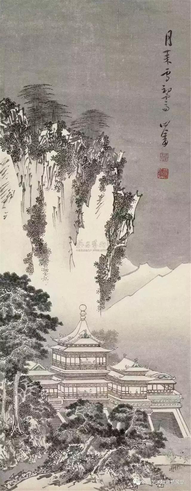 國畫溥儒雪景山水畫欣賞