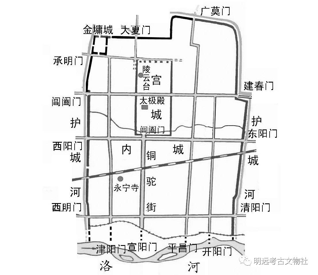 魏晋洛阳城复原示意图东汉洛阳城复原示意图上世纪60年代发现了城墙