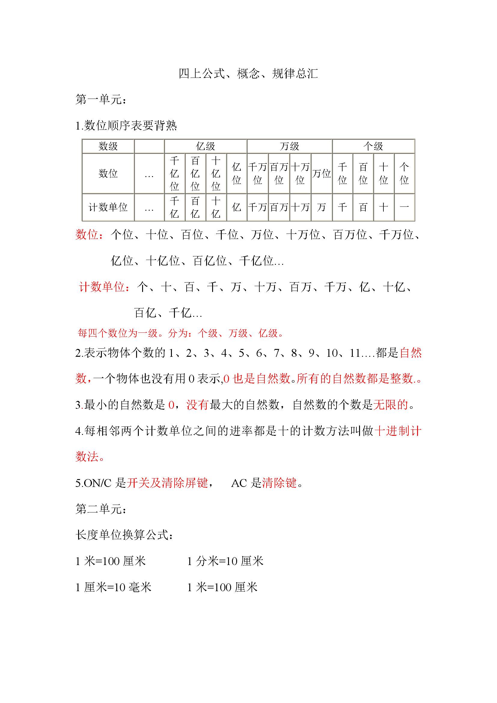 数学内容四年级简短图片