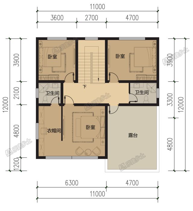 11x12米三层别墅户型图图片