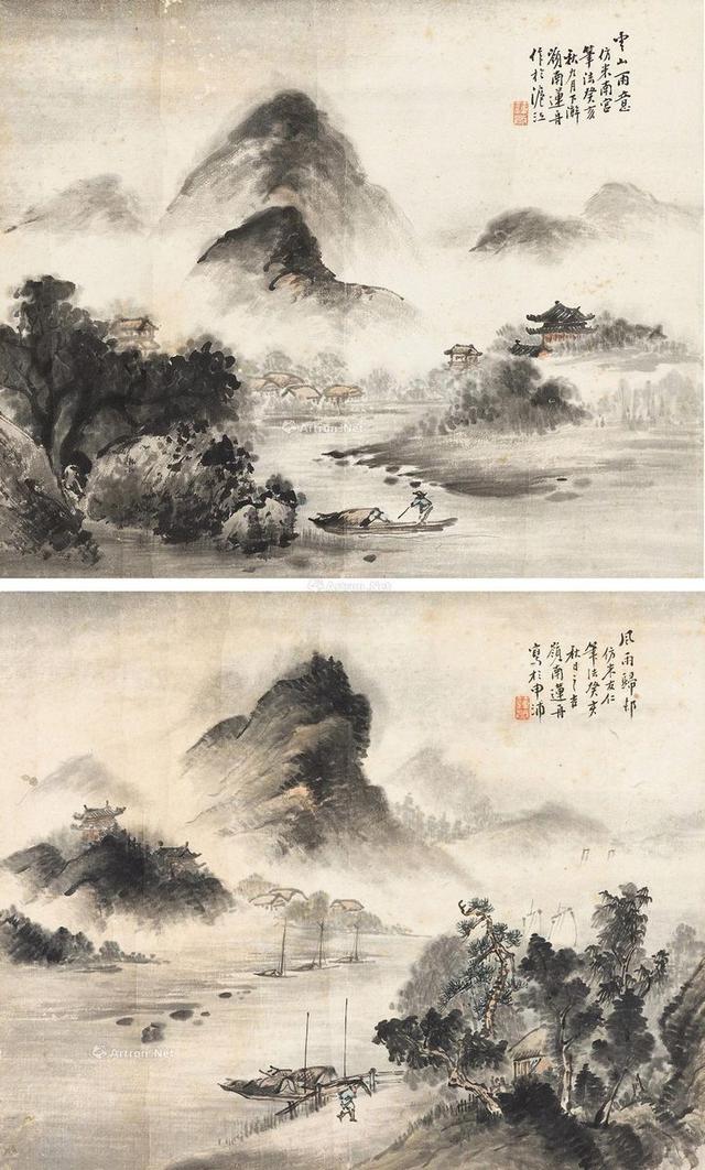 欣赏吴石仙山水画