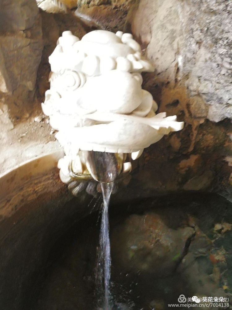 大名鼎鼎的圣泉位于寺后山崖的圣水殿中,汉白玉的老龙头口中一股清泉