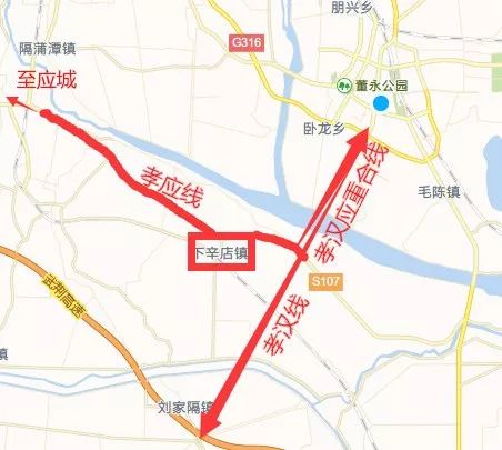 (孝汉应一级公路示意图)高铁孝感南站(下辛店,孝汉应一级公路建成后