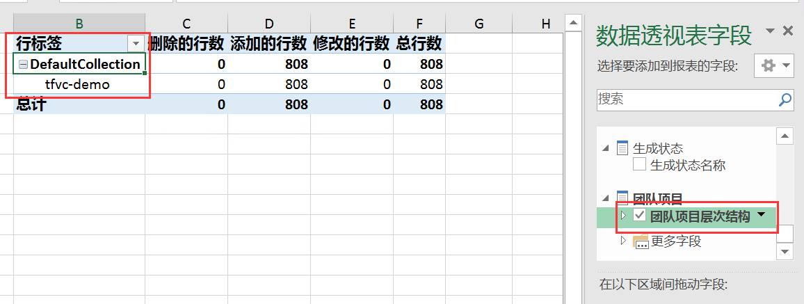 使用excel生成tfs代码统计报告