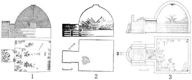 图九 部分建康地区东晋早期四隅券进式穹窿顶墓平剖面图1 象山m7 2