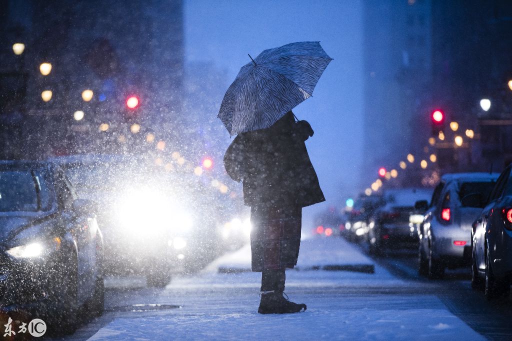 美国费城风雪漫天美丽冻人