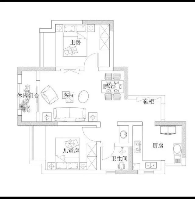 67平美式小户型二居室