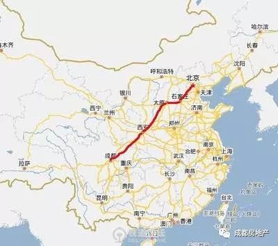 成都到北京高铁路线图图片
