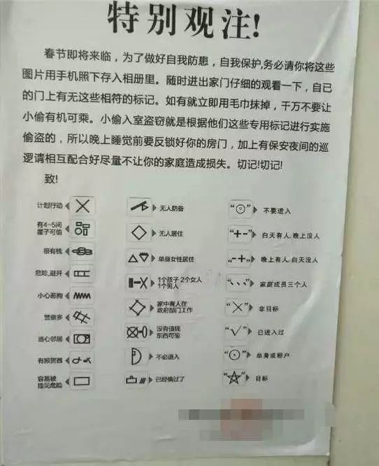 在北京都留神点!年底了谨慎小区住户门口出现小偷标记!