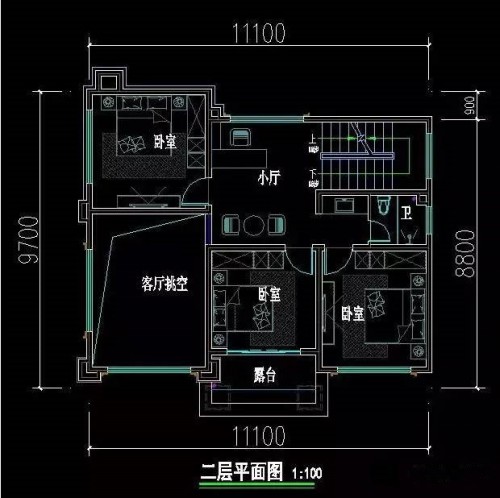 3x9.9米三层农村别墅,带落地窗高空客厅