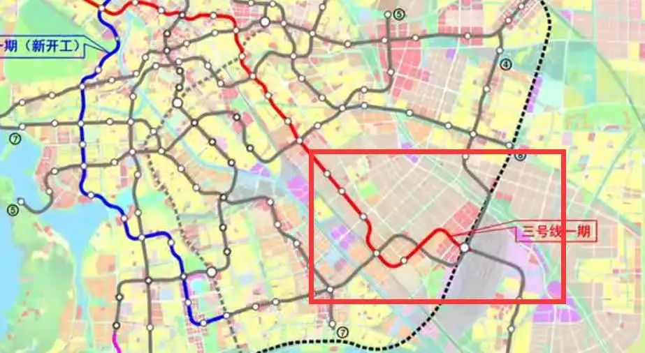 沿着北环路转入锡沙线接入东北塘站无锡地铁新5号线(图中紫色线路)无