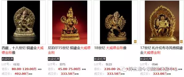 清乾隆铜鎏金金刚像市场价值：大威德金刚三连尊1265万元成交