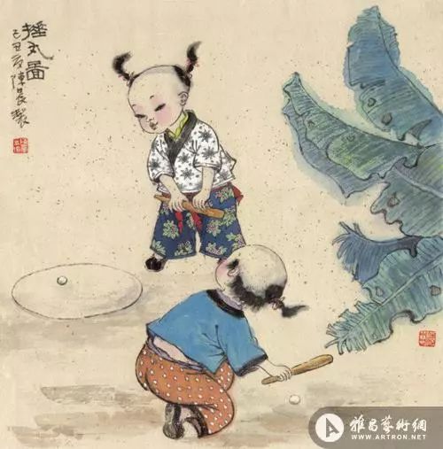 稚子弄冰图片插画图片