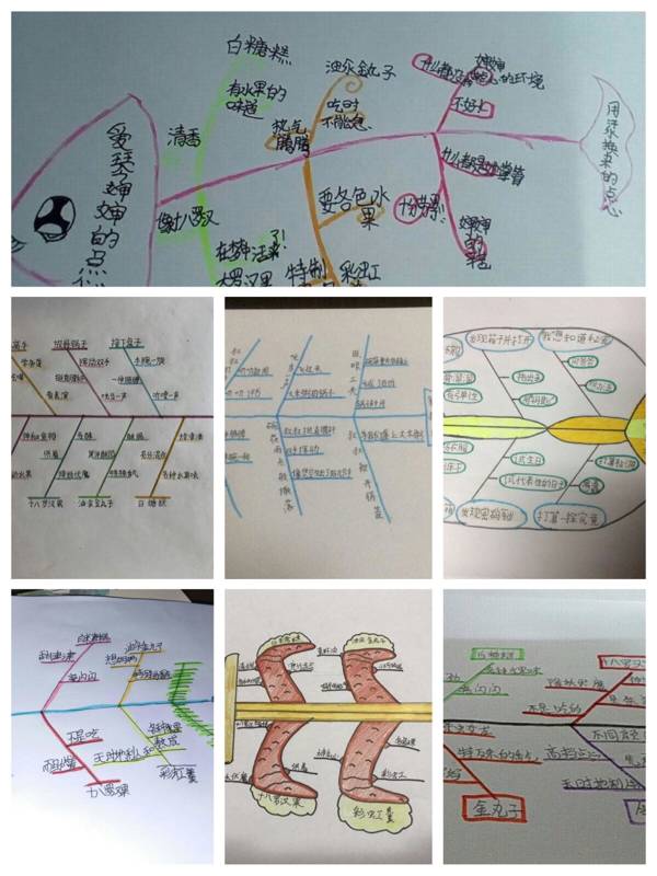 班贵阳市英语实验学校五(6)班孩子们在使用鱼骨图的阅读方法过程中