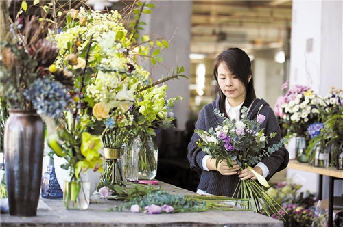 花加位于上海总部的花艺区.吉蕾蕾摄