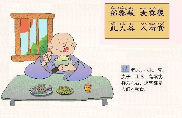 "稻粱菽,麦黍稷.此六谷,人所食.