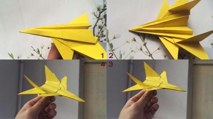 教大家一款折纸飞机, 折纸战斗机模型f14的折法教程图解