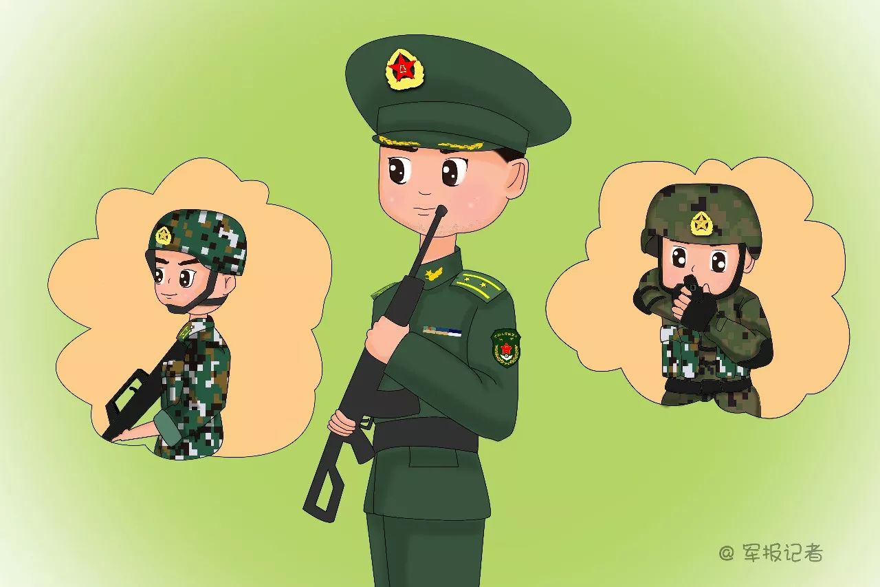军人和军娃卡通图图片