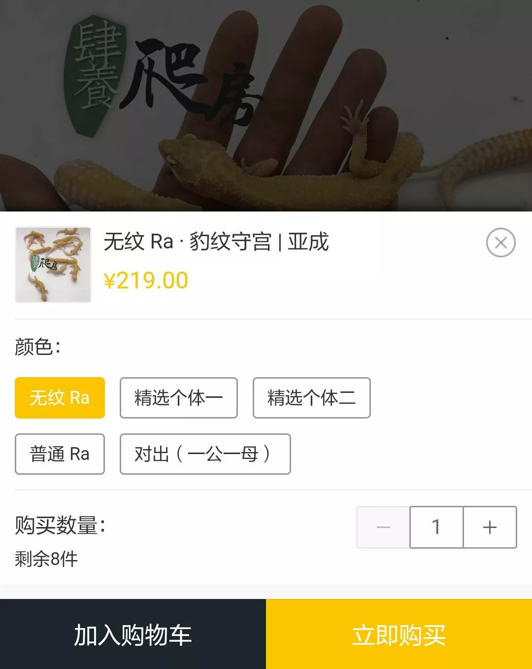 这批无纹红眼暴龙的价格下降 60 元