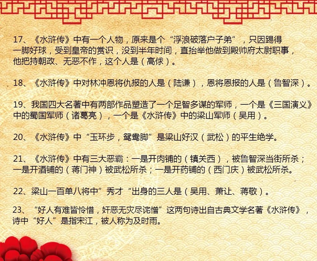 【備戰小升初】小升初常考四大名著之《水滸傳》知識點彙總