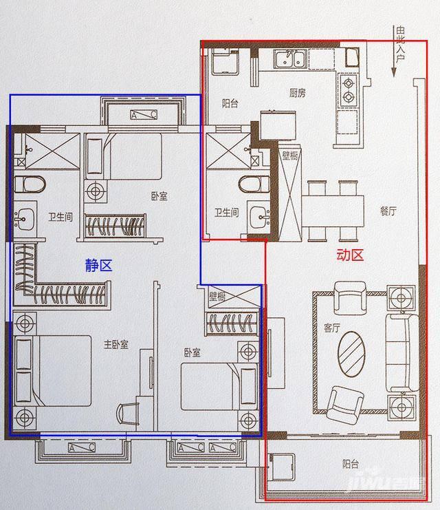 在扬州买房 户型图中的动静分区和动线合理有什么区别?