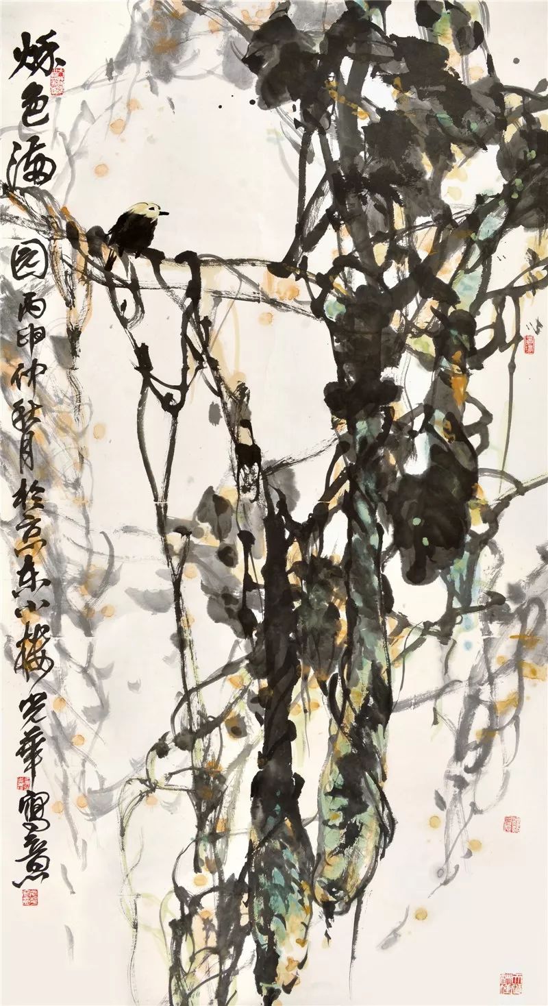 秋色滿園,96×180cm◎李曉軍,想見故園蔬果好,96×45cm◎李文亮,吉利